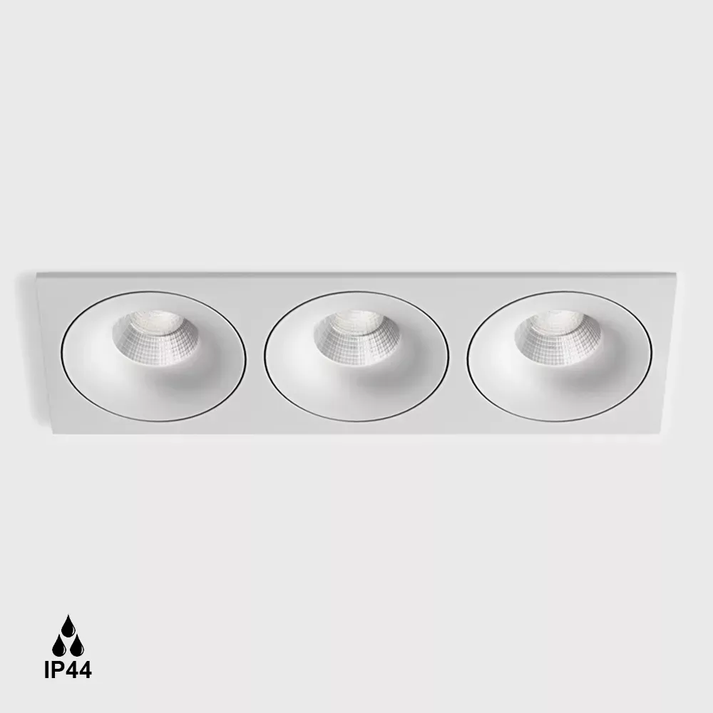 01.6480F3.30.930.WH_1 Ceiling recessed luminaire with frame RIO F3, L284mm, W100mm, H56mm, BRIDGELUX LED 3x9W, 3x924Lm, 3000K, 50°, CRI>90, 250mA, IP44, white color - imagine 1