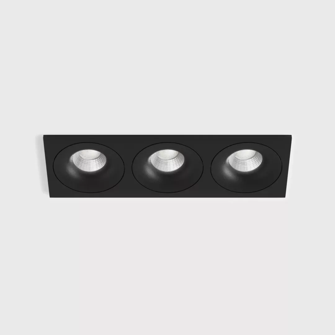 01.6480F3.30.940.BK_1 Ceiling recessed luminaire with frame RIO F3, L284mm, W100mm, H56mm, BRIDGELUX LED 3x9W, 3x989Lm, 4000K, 50°, CRI>90, 250mA, IP44, black color - imagine 1
