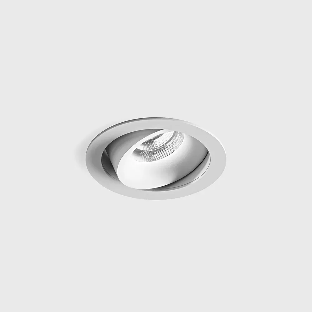 01.6490.10.930.WH_1 Adjustable recessed ceiling luminaire with frame RIO A, D104mm, H57mm, BRIDGELUX LED 9W, 924Lm, 3000K, 50°, CRI>90, 250mA, IP20, white color - imagine 1