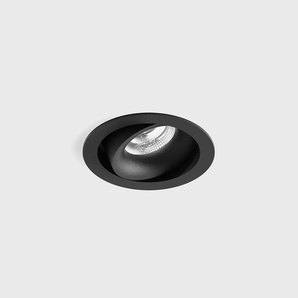 01.6490.10.940.BK_1 Adjustable recessed ceiling luminaire with frame RIO A, D104mm, H57mm, BRIDGELUX LED 9W, 989Lm, 4000K, 50°, CRI>90, 250mA, IP20, black color - imagine 1