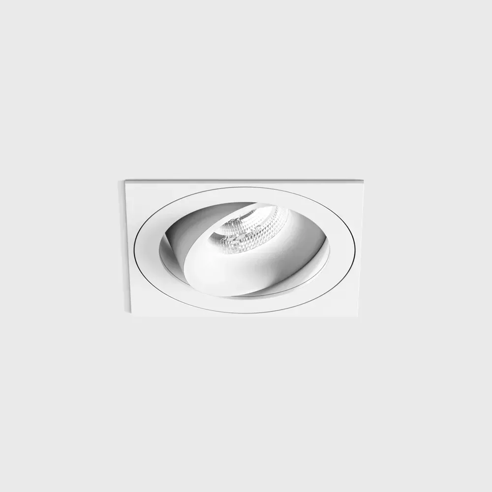 01.6490F1.10.930.WH_1 Adjustable recessed ceiling luminaire with frame RIO A F1, L110mm, W110mm, H55.5mm, BRIDGELUX LED 9W, 924Lm, 3000K, 50°, CRI>90, 250mA, IP20, white color - imagine 1