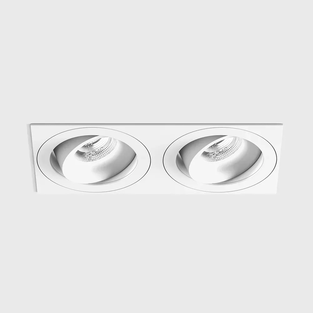 01.6490F2.20.930.WH_1 Adjustable recessed ceiling luminaire with frame RIO A F2, L226mm, W110mm, H55.5mm, BRIDGELUX LED 2x9W, 250mA, 2x924Lm, 3000K, 50°, CRI>90, IP20, white color - imagine 1