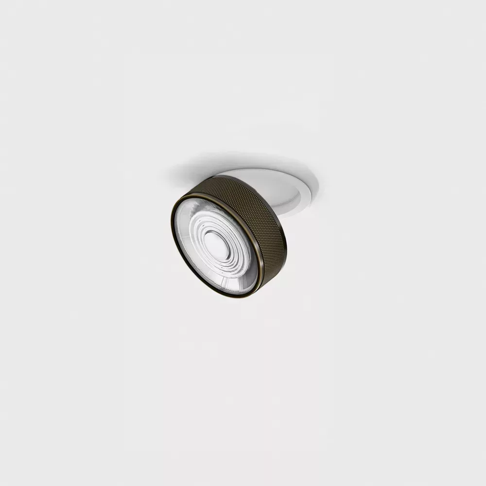 01.7526.7.930.WH_BZG_1 Adjustable recessed ceiling luminaire with frame SOL IN MINI, D75mm, H26mm, LED 7W, 624Lm, 3000K, 45°, CRI>90, 350mA, IP20, white/bronze color - imagine 1