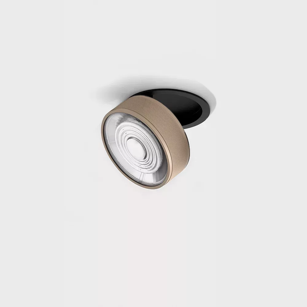 01.9533.14.930.BK_SBG_1 Adjustable recessed ceiling luminaire with frame SOL IN, D95mm, H33mm, LED 14W, 1425Lm, 3000K, 38°, CRI>90, 350mA, IP20, black/sahara beige color — изображение 1