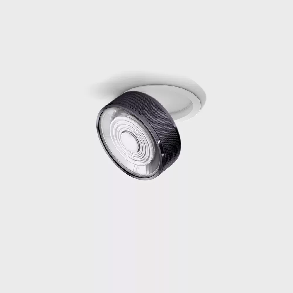 01.9533.14.930.WH_DBG_1 Adjustable recessed ceiling luminaire with frame SOL IN, D95mm, H33mm, LED 14W, 1425Lm, 3000K, 38°, CRI>90, 350mA, IP20, white/diamond black color - imagine 1