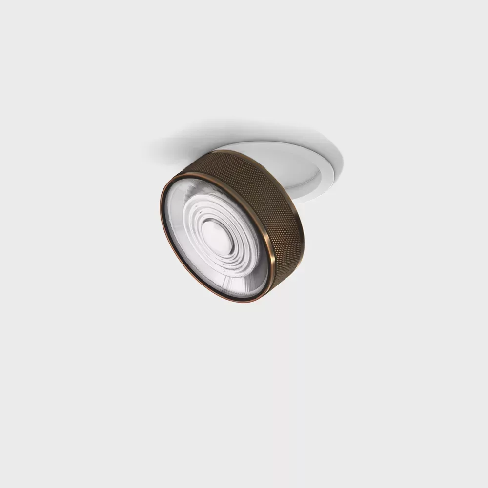 01.9533.14.940.WH_CPG_1 Adjustable recessed ceiling luminaire with frame SOL IN, D95mm, H33mm, LED 14W, 1425Lm, 4000K, 38°, CRI>90, 350mA, IP20, white/copper color — изображение 1