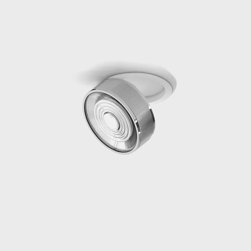 01.9533.14.940.WH_CRG_1 Adjustable recessed ceiling luminaire with frame SOL IN, D95mm, H33mm, LED 14W, 1425Lm, 4000K, 38°, CRI>90, 350mA, IP20, white/chrome color - imagine 1
