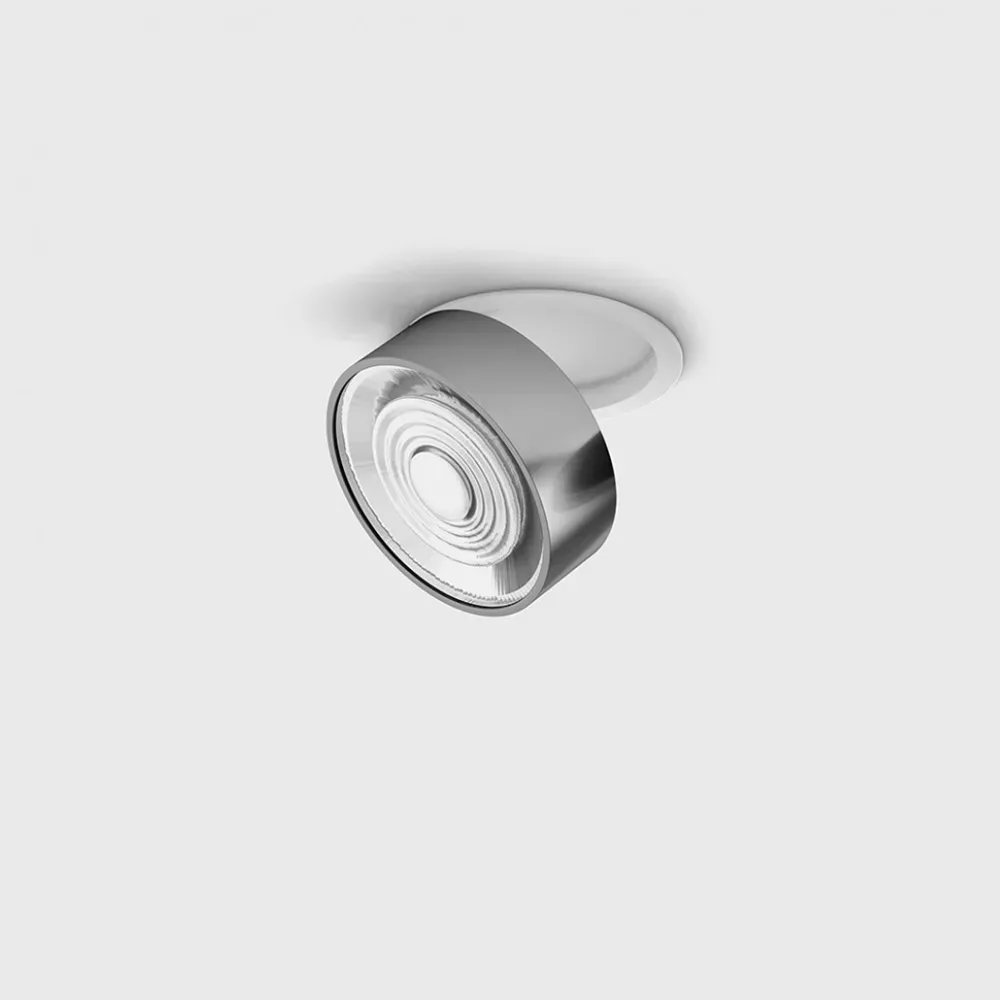 01.9533.14.940.WH_CR_1 Adjustable recessed ceiling luminaire with frame SOL IN, D95mm, H33mm, LED 14W, 1425Lm, 4000K, 38°, CRI>90, 350mA, IP20, white/chrome color - imagine 1