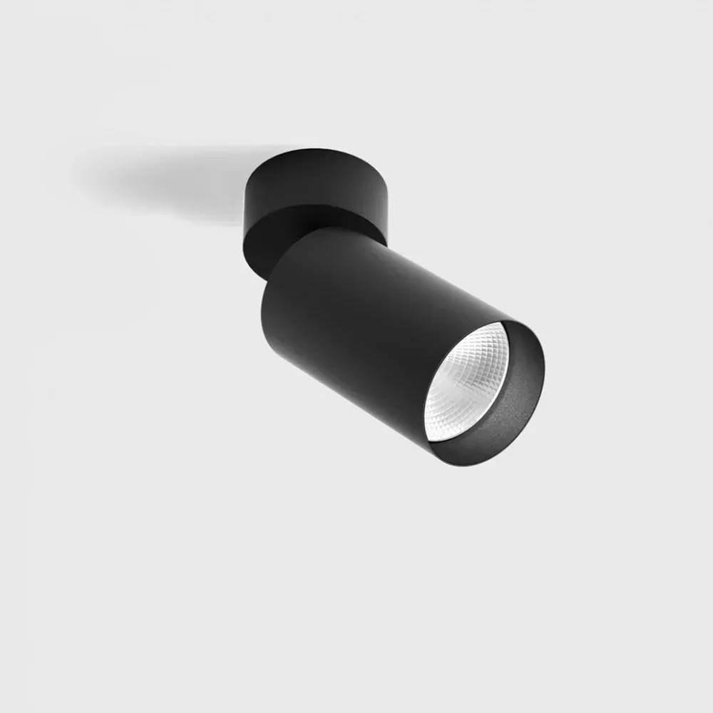 02.0595.9.930.BK_1 Adjustable surface-mounted ceiling luminaire TUB M SA NB, D52mm, H140mm, CREE LED 9W, 700mA, 750Lm, 3000K, 6°, CRI>90, 220V-240V, IP20, black color — изображение 1