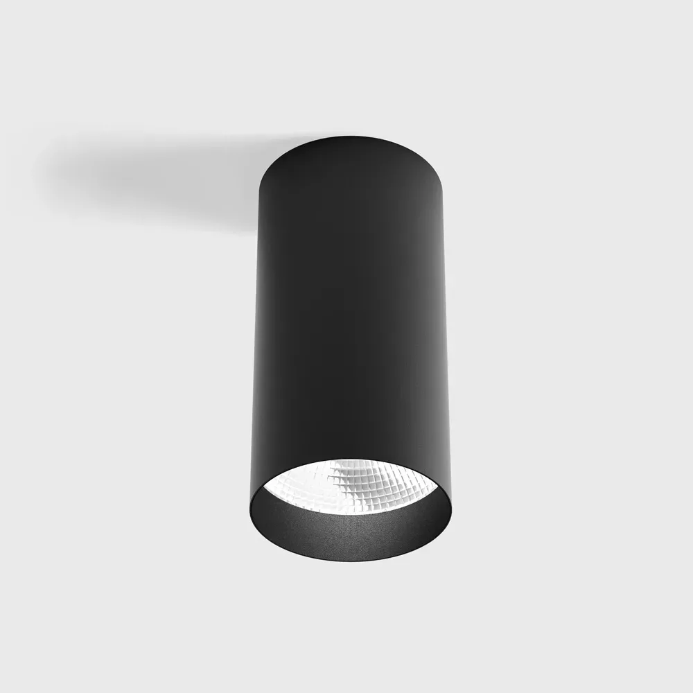 02.0711.18.940.BK_1 Surface-mounted ceiling luminaire TUB L S 150, D75mm, H150mm, CREE LED 18W, 500mA, 1287lm, 4000K, 50°, CRI>90, 220V-240V, IP20, black color - imagine 1