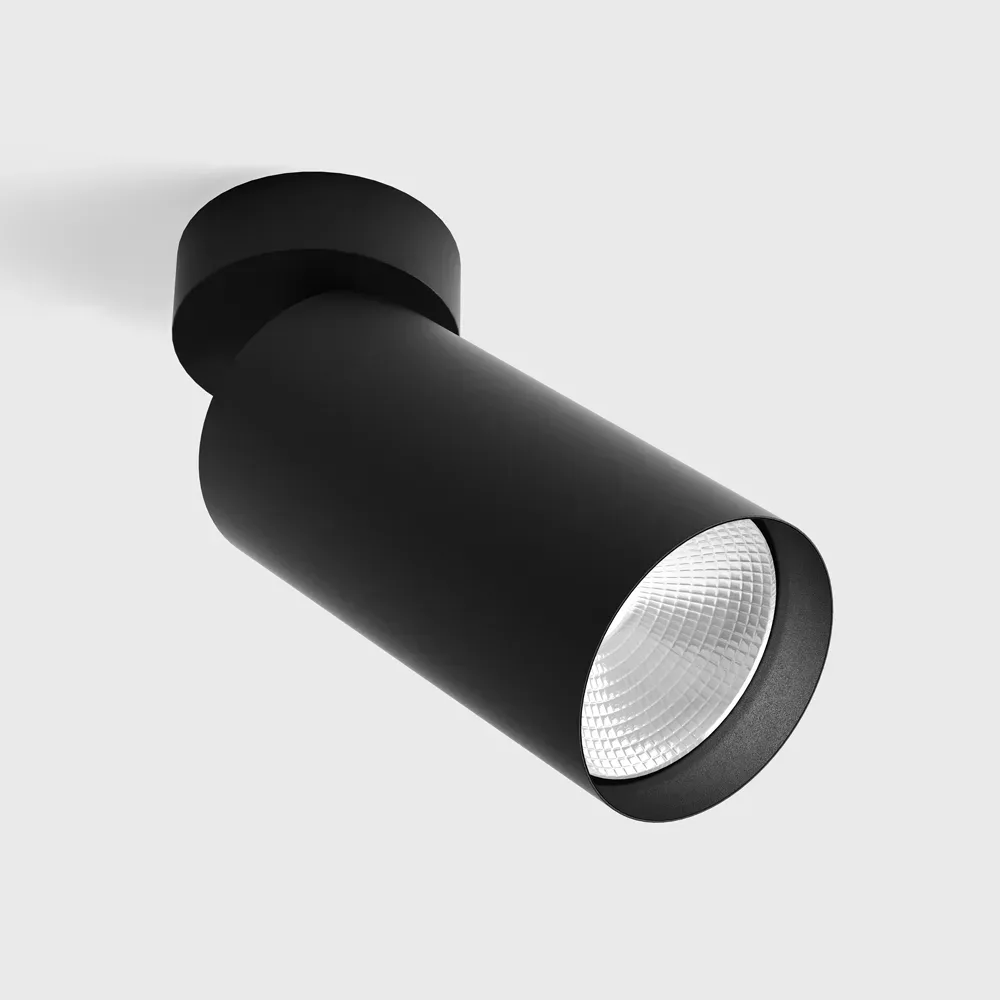 02.0715.13.940.BK_1 Adjustable surface-mounted ceiling luminaire TUB L SA 150, D75mm, H185mm, CREE LED 13W, 500mA, 1023Lm, 4000K, 50°, CRI>90, 220V-240V, IP20, black color — изображение 1