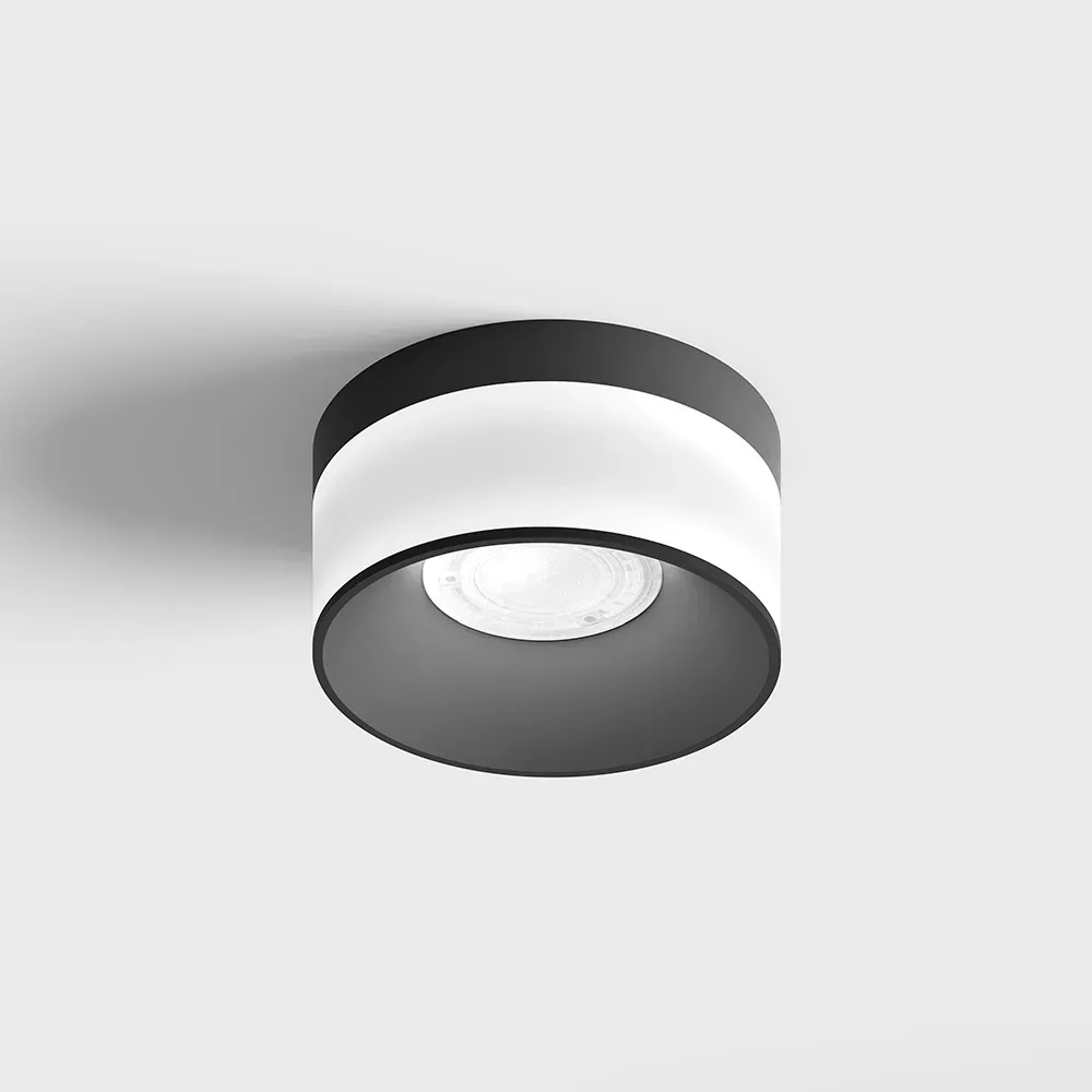 02.1910.18.940.BK_1 Surface-mounted ceiling luminaire GLOW L, D200mm, H105mm, LED 18W, 4000K, 700Lm, 60°, CRI>90, UGR>19, 220V-240V, IP20, opal, black color — изображение 1