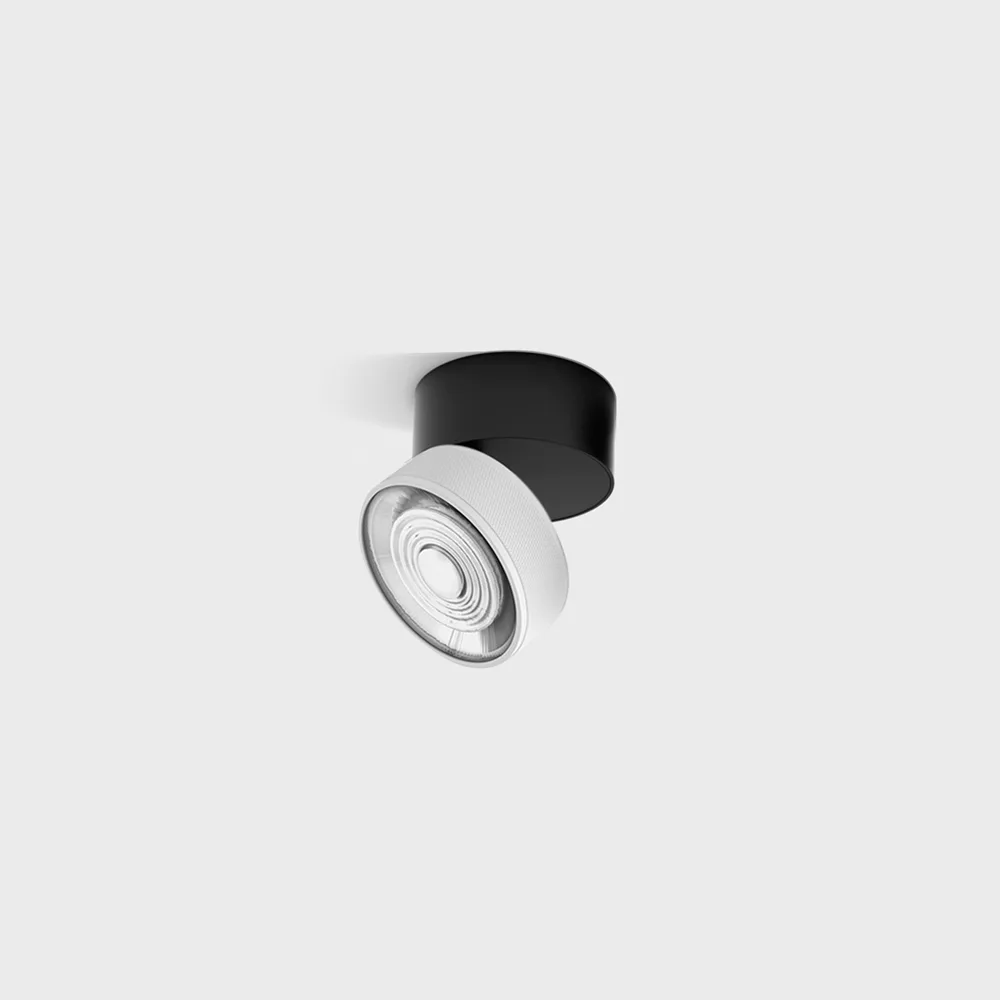 02.7526.7.930.BK_WHG_1 Adjustable surface-mounted ceiling luminaire SOL SURF MINI, D75mm, H70mm, LED 7W, 624Lm, 3000K, 45°, CRI>90, 350mA, 220V-240V, IP20, black/white color - imagine 1