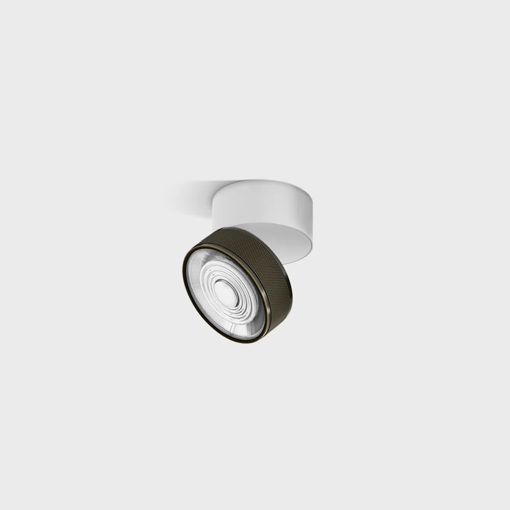 02.7526.7.930.WH_BZG_1 Adjustable surface-mounted ceiling luminaire SOL SURF MINI, D75mm, H70mm, LED 7W, 624Lm, 3000K, 45°, CRI>90, 350mA, 220V-240V, IP20,white/bronze color - imagine 1