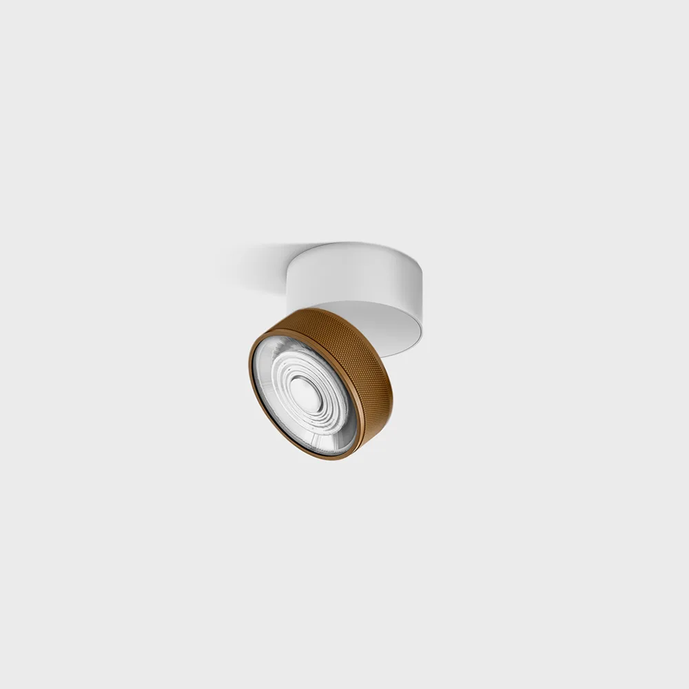 02.7526.7.930.WH_CFG_1 Adjustable surface-mounted ceiling luminaire SOL SURF MINI, D75mm, H70mm, LED 7W, 624Lm, 3000K, 45°, CRI>90, 350mA, 220V-240V, IP20, white/coffee color - imagine 1