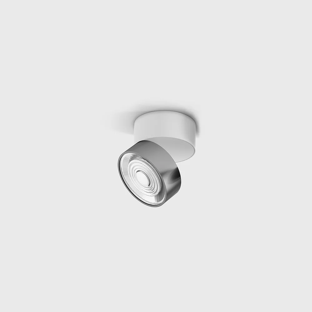 02.7526.7.930.WH_CR_1 Adjustable surface-mounted ceiling luminaire SOL SURF MINI, D75mm, H70mm, LED 7W, 624Lm, 3000K, 45°, CRI>90, 350mA, 220V-240V, IP20, white/chrome color - imagine 1