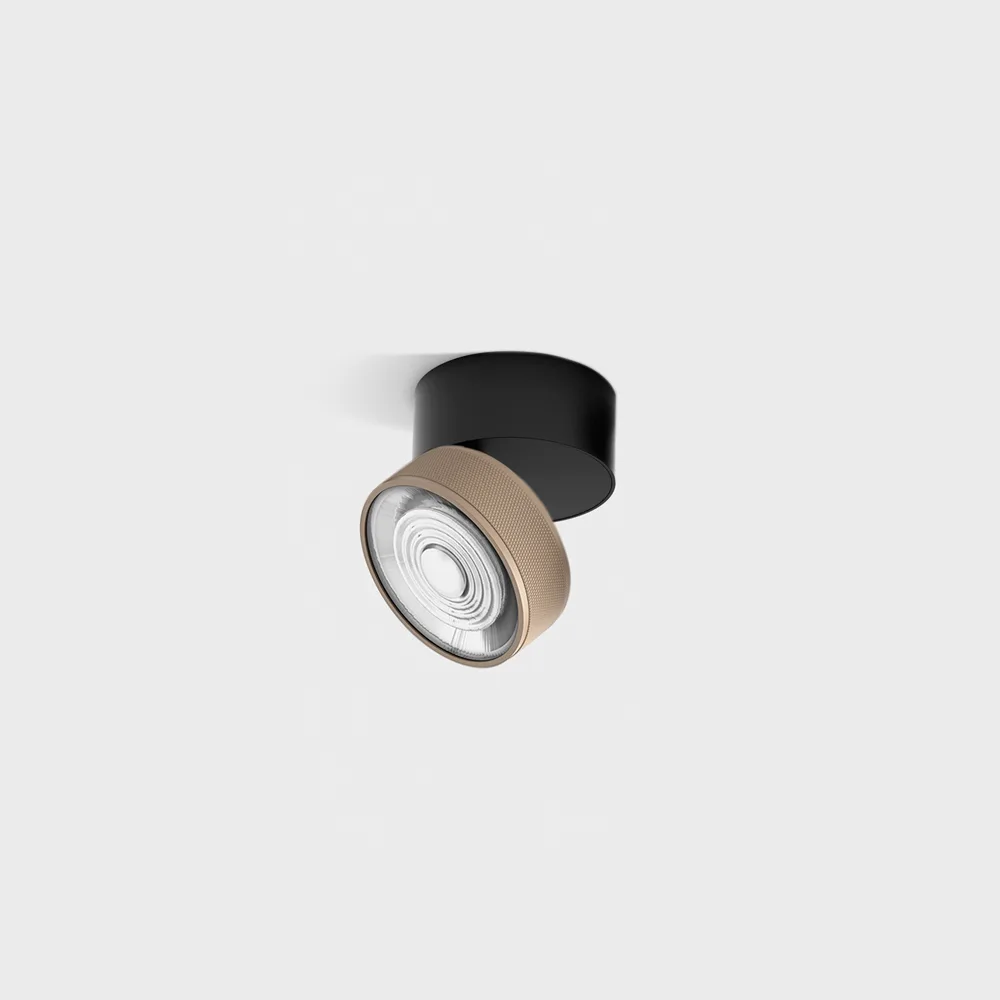 02.7526.7.940.BK_SBG_1 Adjustable surface-mounted ceiling luminaire SOL SURF MINI, D75mm, H70mm, LED 7W, 624Lm, 4000K, 45°, CRI>90, 350mA, 220V-240V, IP20, black/sahara beige color - imagine 1
