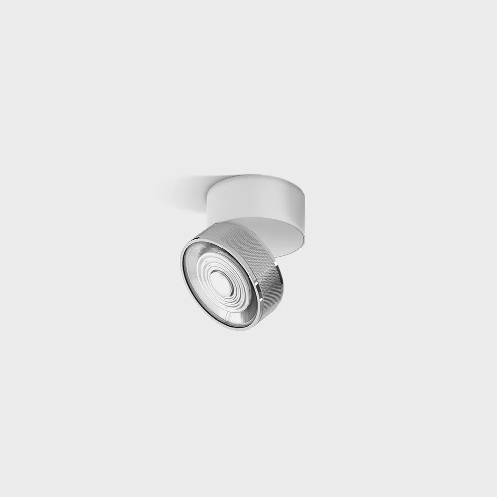 02.7526.7.940.WH_CRG_1 Adjustable surface-mounted ceiling luminaire SOL SURF MINI, D75mm, H70mm, LED 7W, 624Lm, 4000K, 45°, CRI>90, 350mA, 220V-240V, IP20, white/chrome color - imagine 1
