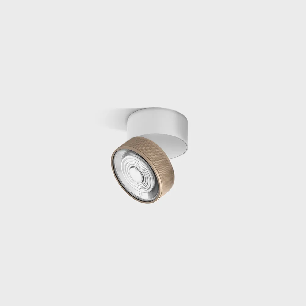 02.7526.7.940.WH_SBG_1 Adjustable surface-mounted ceiling luminaire SOL SURF MINI, D75mm, H70mm, LED 7W, 624Lm, 4000K, 45°, CRI>90, 350mA, 220V-240V, IP20, white/sahara beige color — изображение 1
