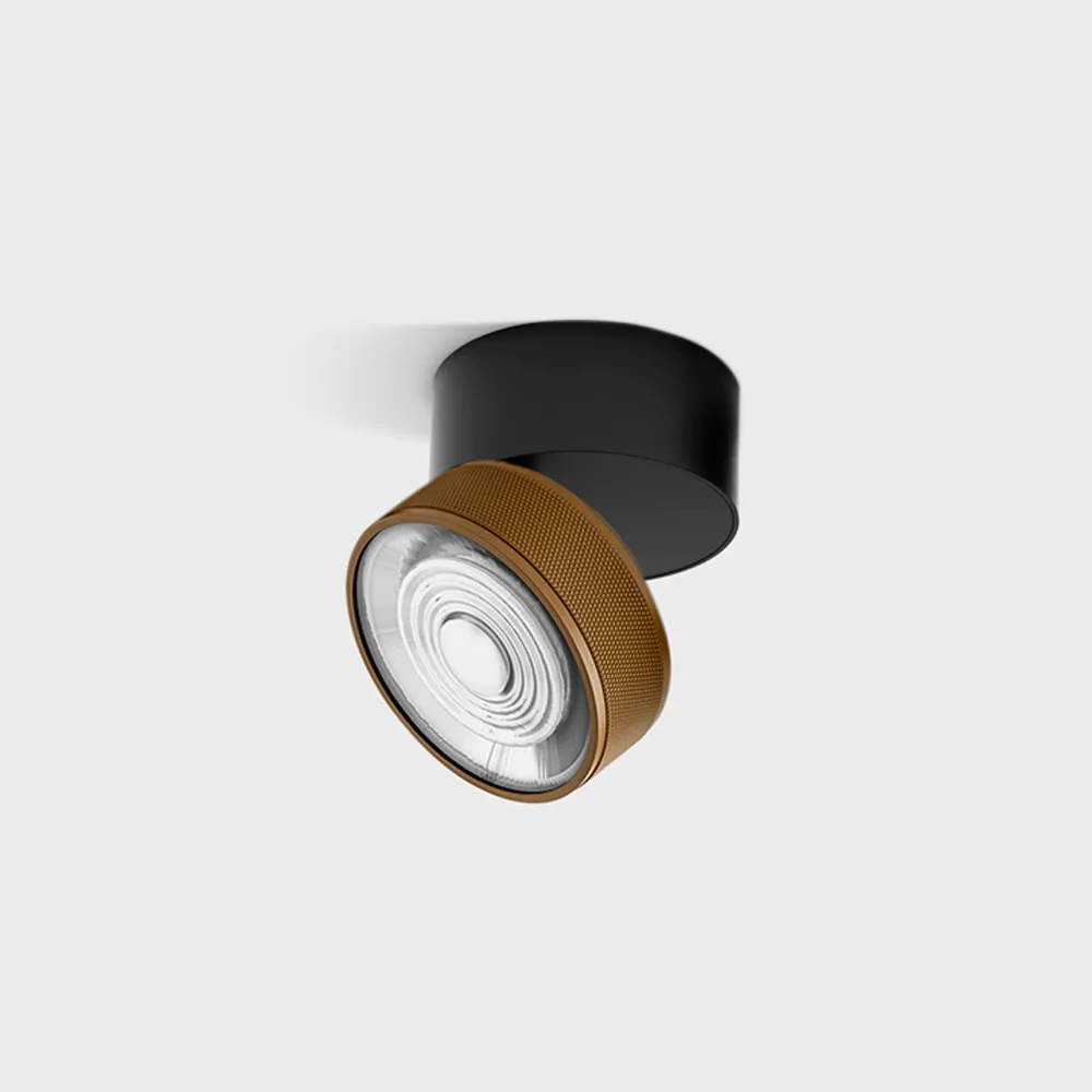 02.9533.14.930.BK_CFG_1 Adjustable surface-mounted ceiling luminaire SOL SURF, D95mm, H78mm, LED 14W, 1446Lm, 3000K, 38°, CRI>90, 350mA, 220V-240V, IP20, black/coffee color — изображение 1