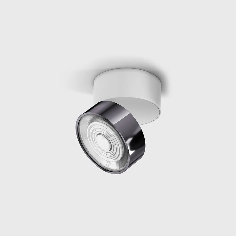 02.9533.14.930.WH_DB_1 Adjustable surface-mounted ceiling luminaire SOL SURF, D95mm, H78mm, LED 14W, 1446Lm, 3000K, 38°, CRI>90, 350mA, 220V-240V, IP20, white/diamond black color — изображение 1