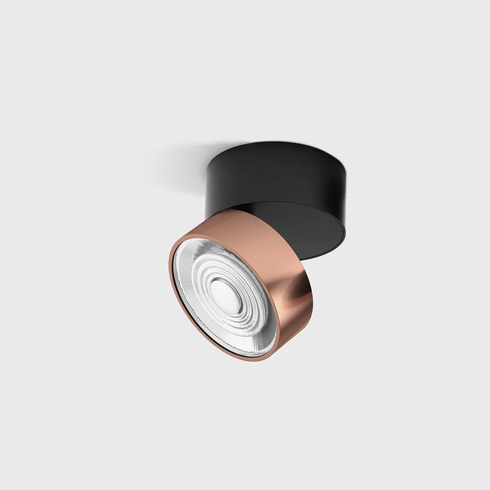 02.9533.14.940.BK_CP_1 Adjustable surface-mounted ceiling luminaire SOL SURF, D95mm, H78mm, LED 14W, 1446Lm, 4000K, 38°, CRI>90, 350mA, 220V-240V, IP20, black/copper color — изображение 1
