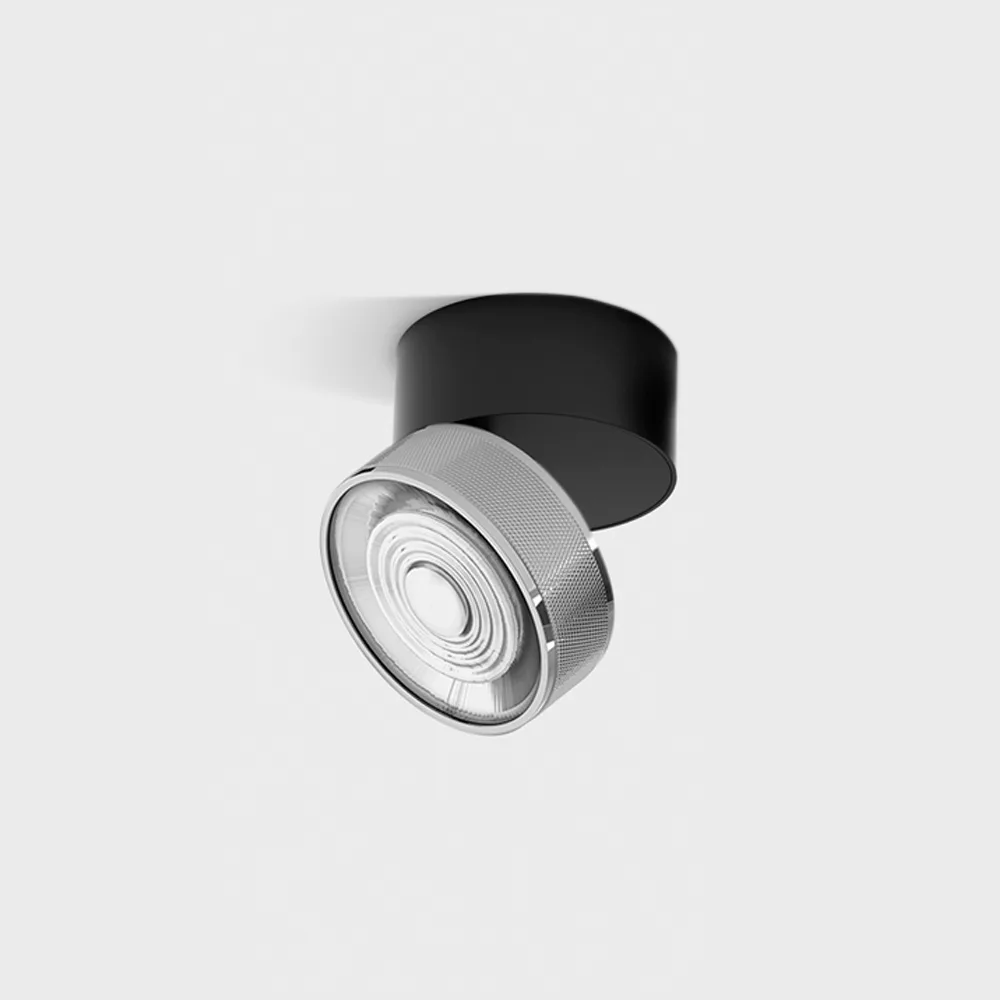 02.9533.14.940.BK_CRG_1 Adjustable surface-mounted ceiling luminaire SOL SURF, D95mm, H78mm, LED 14W, 1446Lm, 4000K, 38°, CRI>90, 350mA, 220V-240V, IP20, black/chrome color — изображение 1
