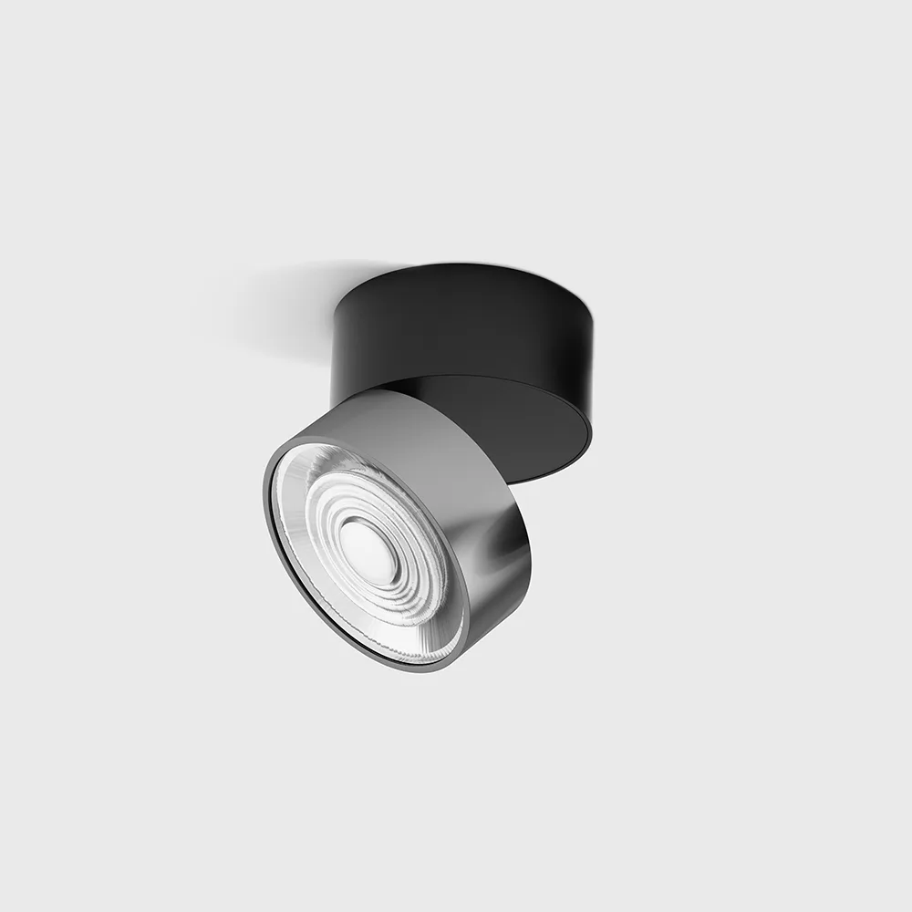 02.9533.14.940.BK_CR_1 Adjustable surface-mounted ceiling luminaire SOL SURF, D95mm, H78mm, LED 14W, 1446Lm, 4000K, 38°, CRI>90, 350mA, 220V-240V, IP20, black/chrome color — изображение 1