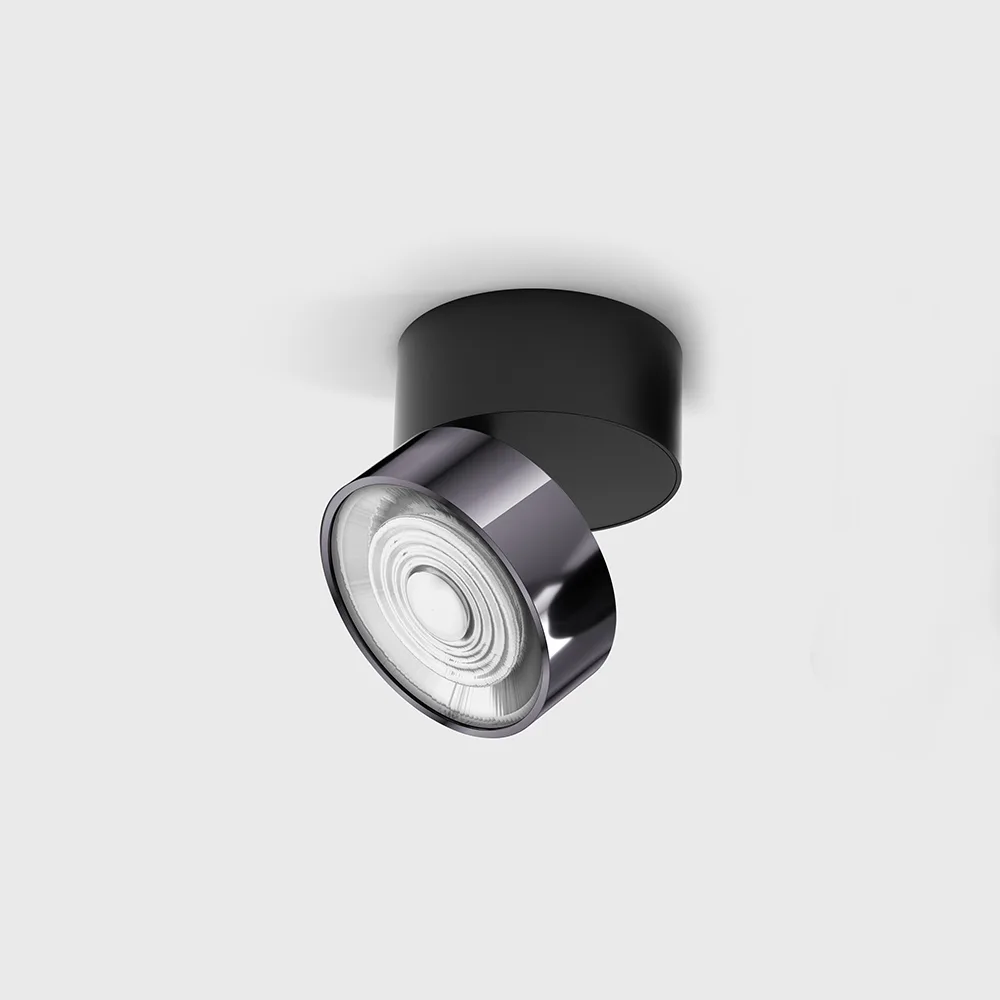 02.9533.14.940.BK_DB_1 Adjustable surface-mounted ceiling luminaire SOL SURF, D95mm, H78mm, LED 14W, 1446Lm, 4000K, 38°, CRI>90, 350mA, 220V-240V, IP20, black/diamond black color - imagine 1