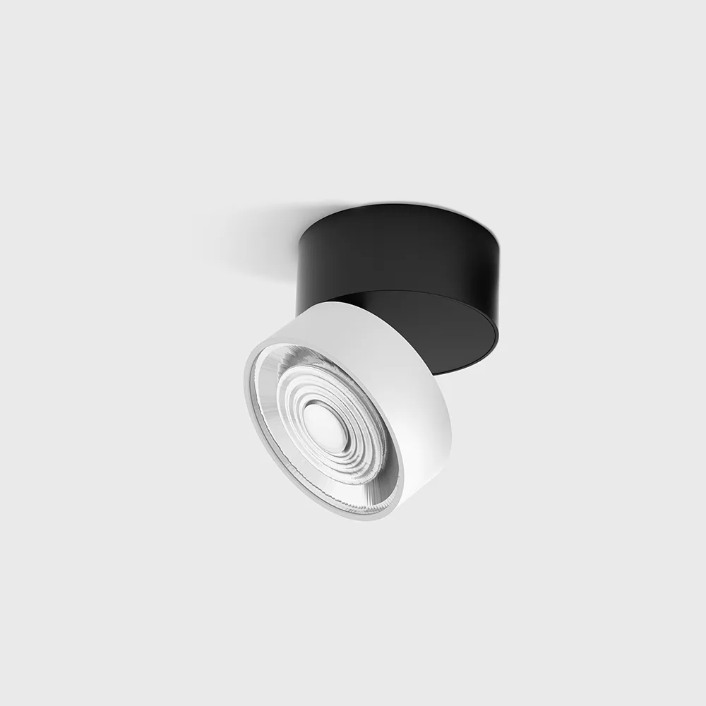 02.9533.14.940.BK_WH_1 Adjustable surface-mounted ceiling luminaire SOL SURF, D95mm, H78mm, LED 14W, 1446Lm, 4000K, 38°, CRI>90, 350mA, 220V-240V, IP20, black/white color — изображение 1