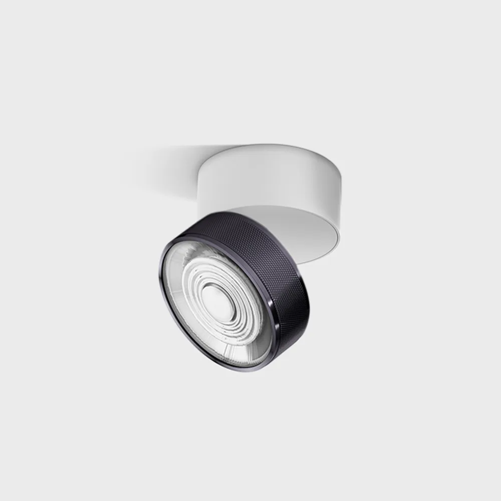 02.9533.14.940.WH_DBG_1 Adjustable surface-mounted ceiling luminaire SOL SURF, D95mm, H78mm, LED 14W, 1446Lm, 4000K, 38°, CRI>90, 350mA, 220V-240V, IP20, white/diamond black color — изображение 1