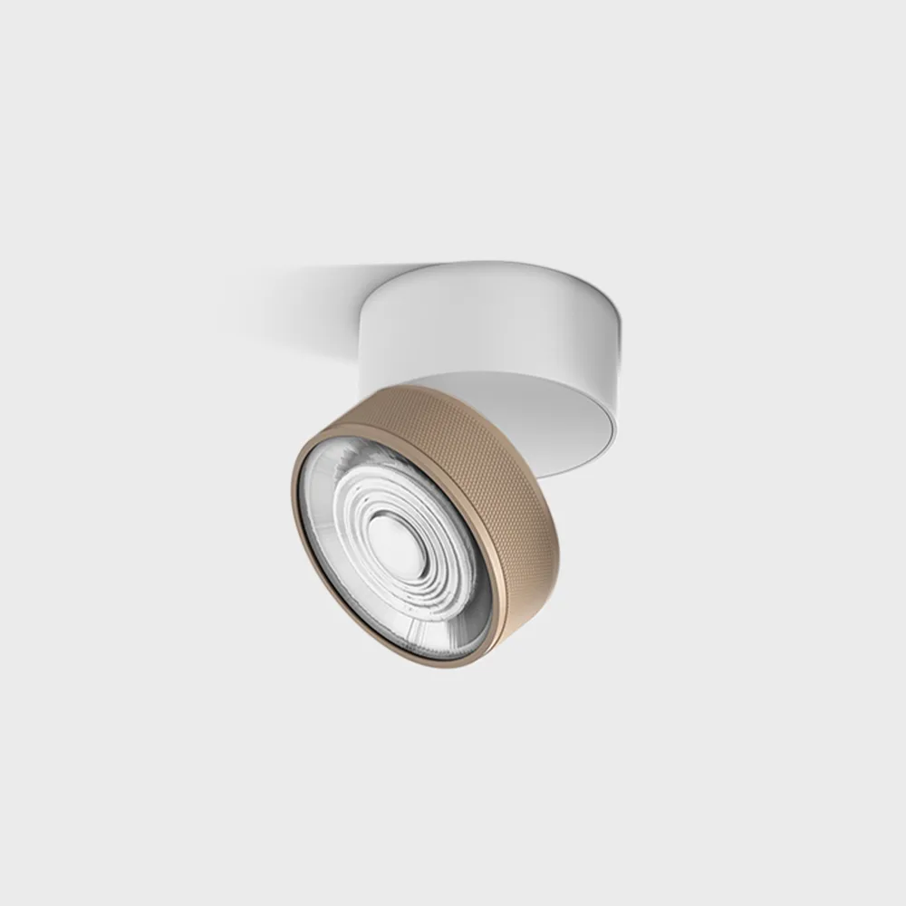 02.9533.14.940.WH_SBG_1 Adjustable surface-mounted ceiling luminaire SOL SURF, D95mm, H78mm, LED 14W, 1446Lm, 4000K, 38°, CRI>90, 350mA, 220V-240V, IP20, white/sahara beige color - imagine 1