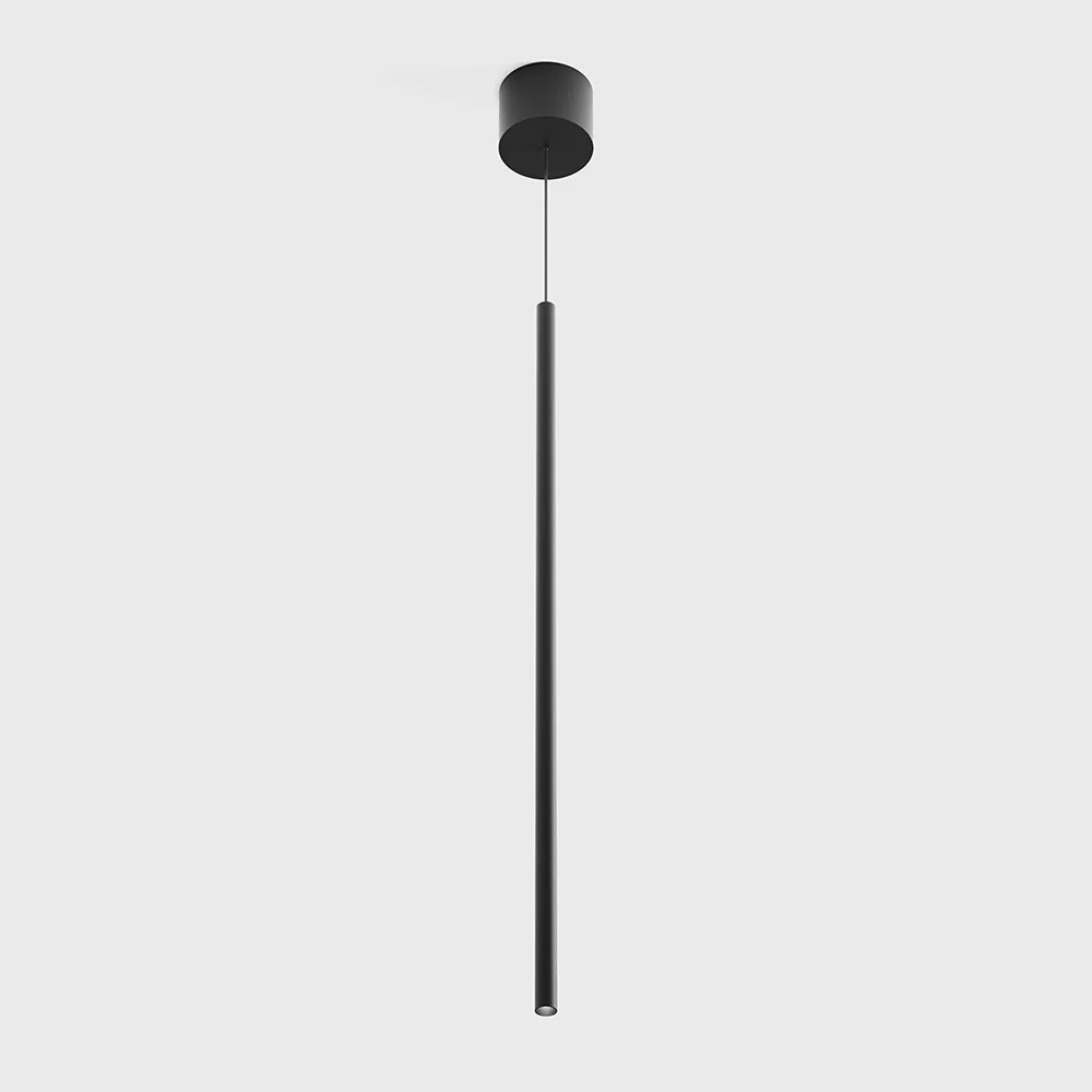 03.0160.2.930.BK_1 Pendant luminaire with surface-mounted base TUB XS P, D15mm, H600mm, CREE LED 2.4W, 3000K, 137Lm, 20°, CRI>90, driver 700mA included, IP20, black color - imagine 1