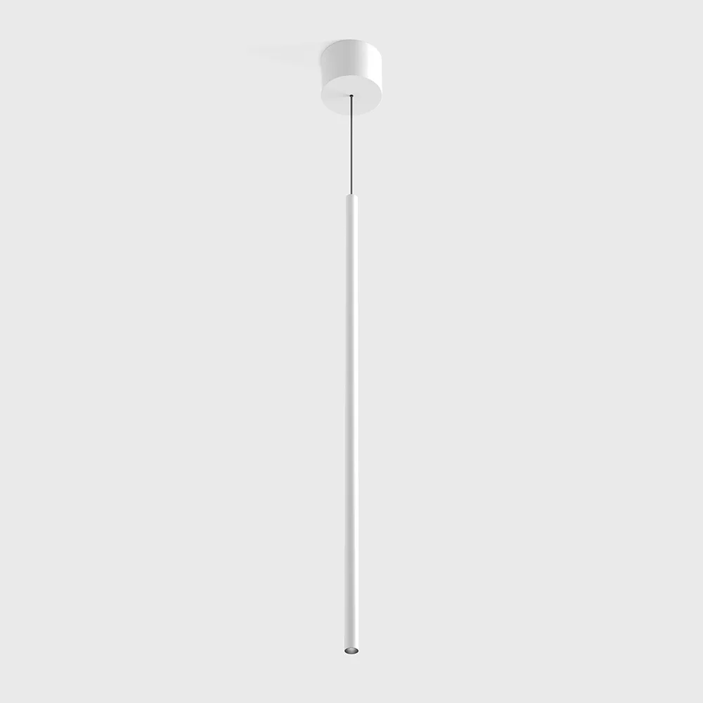 03.0160.2.930.WH_1 Pendant luminaire with surface-mounted base TUB XS P, D15mm, H600mm, CREE LED 2.4W, 3000K, 137Lm, 20°, CRI>90, driver 700mA included, IP20, white color - imagine 1