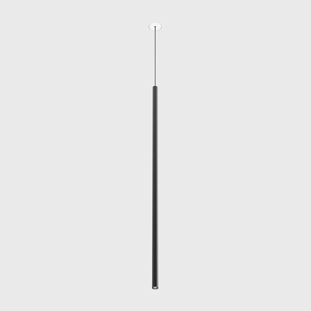 03.0161.2.930.BK_1 Pendant luminaire with recessed trimless base TUB XS P NANO, D15mm, H600mm, CREE LED 2.4W, 3000K, 137Lm, 20°, CRI>90, driver 700mA included, IP20, black color - imagine 1