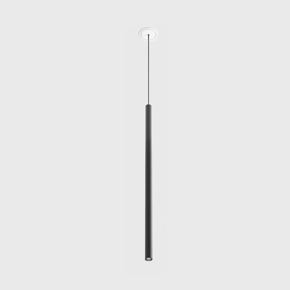 03.0162.2.930.BK_1 Pendant luminaire with recessed base with frame TUB XS P NANO, D15mm, H600mm, CREE LED 2.4W, 3000K, 137Lm, 20°, CRI>90, driver 700mA included, IP20, black color - imagine 1