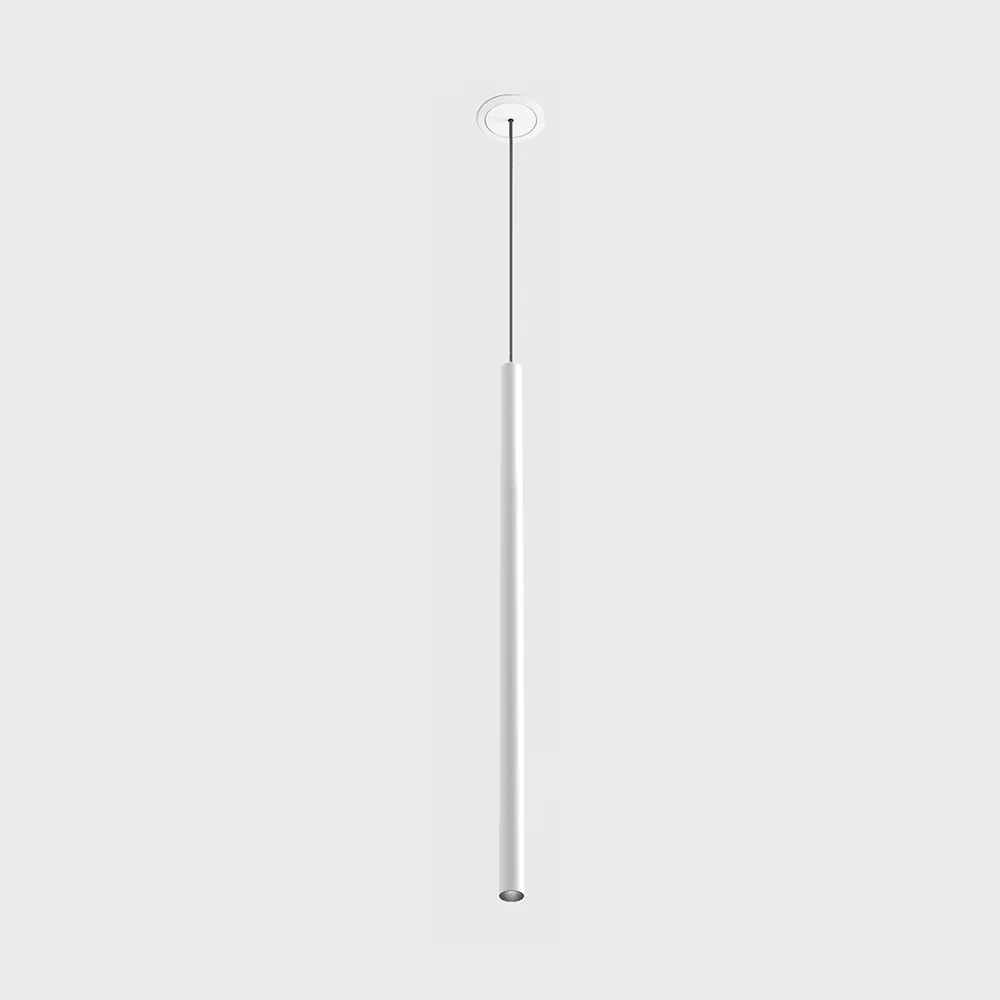 03.0162.2.930.WH_1 Pendant luminaire with recessed base with frame TUB XS P NANO, D15mm, H600mm, CREE LED 2.4W, 3000K, 137Lm, 20°, CRI>90, driver 700mA included, IP20, white color - imagine 1