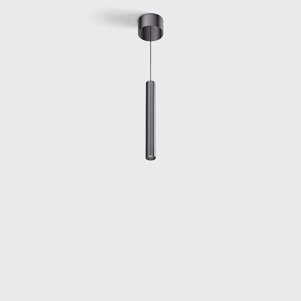 03.0320.8.930.DB_1 Pendant luminaire with surface-mounted base TUB S P 200, D30mm, H200mm, CREE LED 8W, 610Lm, 3000K, 50°, CRI>90, driver 700mA included, IP20, diamond black color - imagine 1