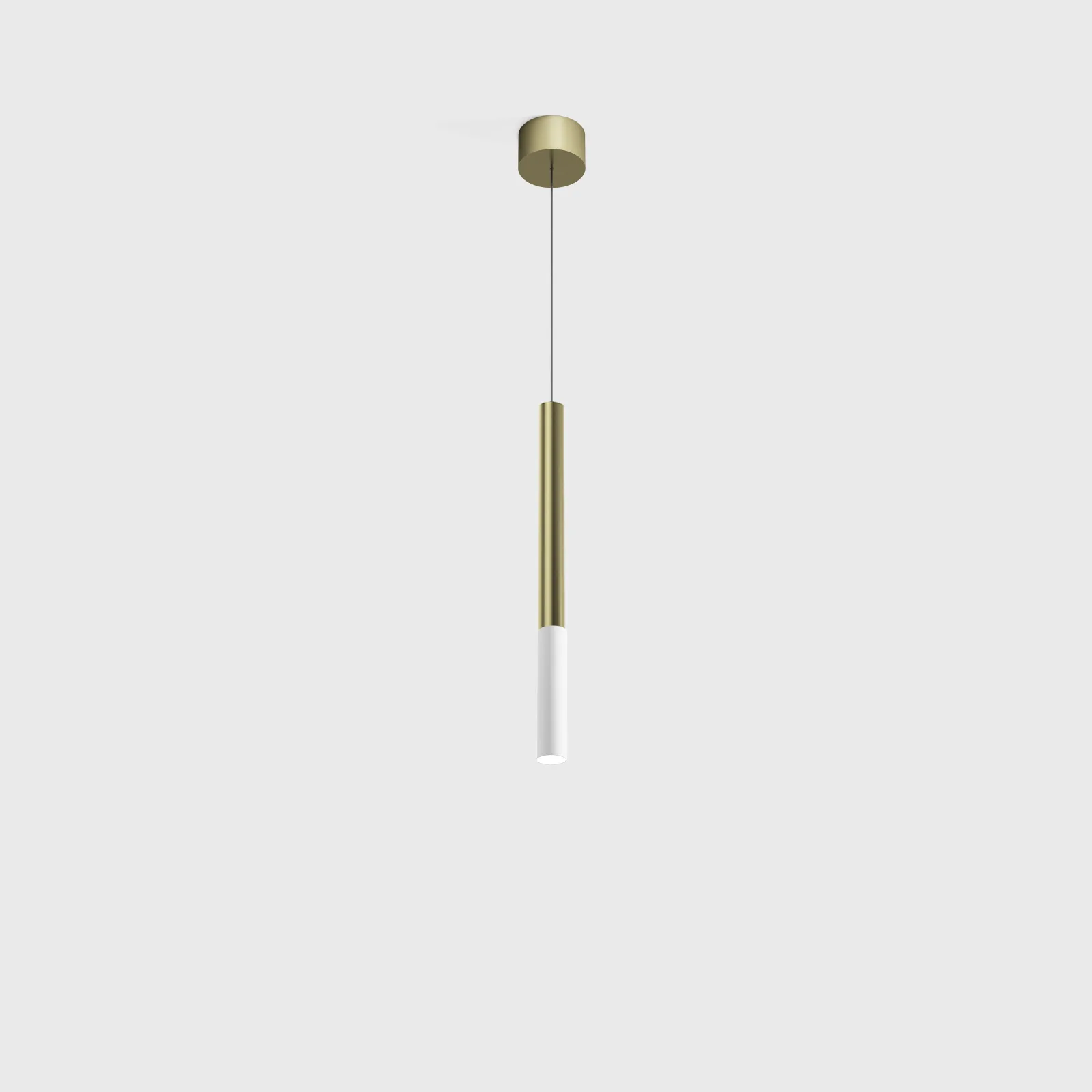 03.0340.7.930.BR_1 Pendant luminaire with surface-mounted base MATCH S P 450, D25mm, H450mm, CREE LED 7W, 415Lm, 3000K, 113°, CRI>90, driver 700mA included, IP20, mat white, brass color — изображение 1