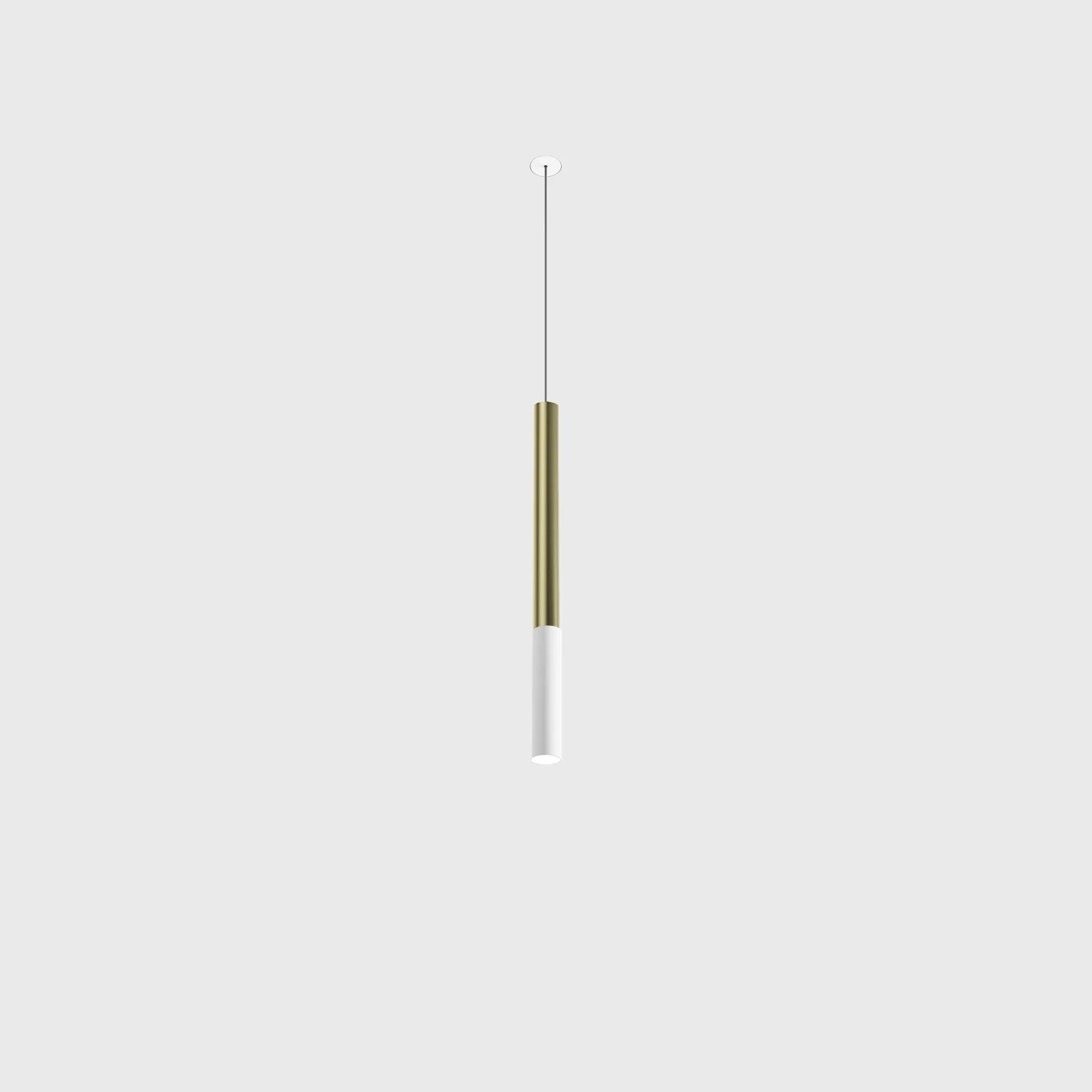 03.0341.7.930.BR_1 Pendant luminaire with recessed trimless base MATCH S P 450 NANO, D25mm, H450mm, CREE LED 7W, 415Lm, 3000K, 113°, CRI>90, driver 700mA included, IP20, mat white, brass color - imagine 1