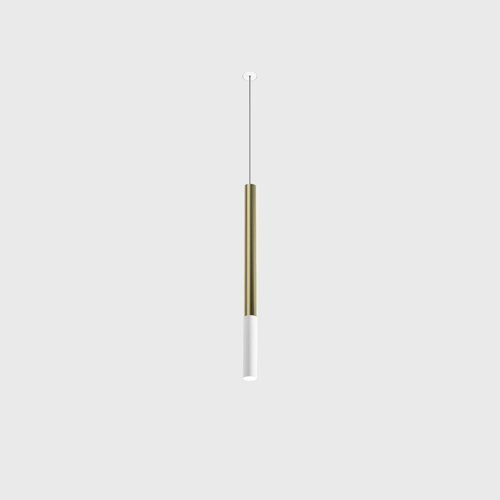 03.0351.7.930.BR_1 Pendant luminaire with recessed trimless base MATCH S P 550 NANO, D25mm, H550mm, CREE LED 7W, 415Lm, 3000K, 113°, CRI>90, driver 700mA included, IP20, mat white, brass color - imagine 1