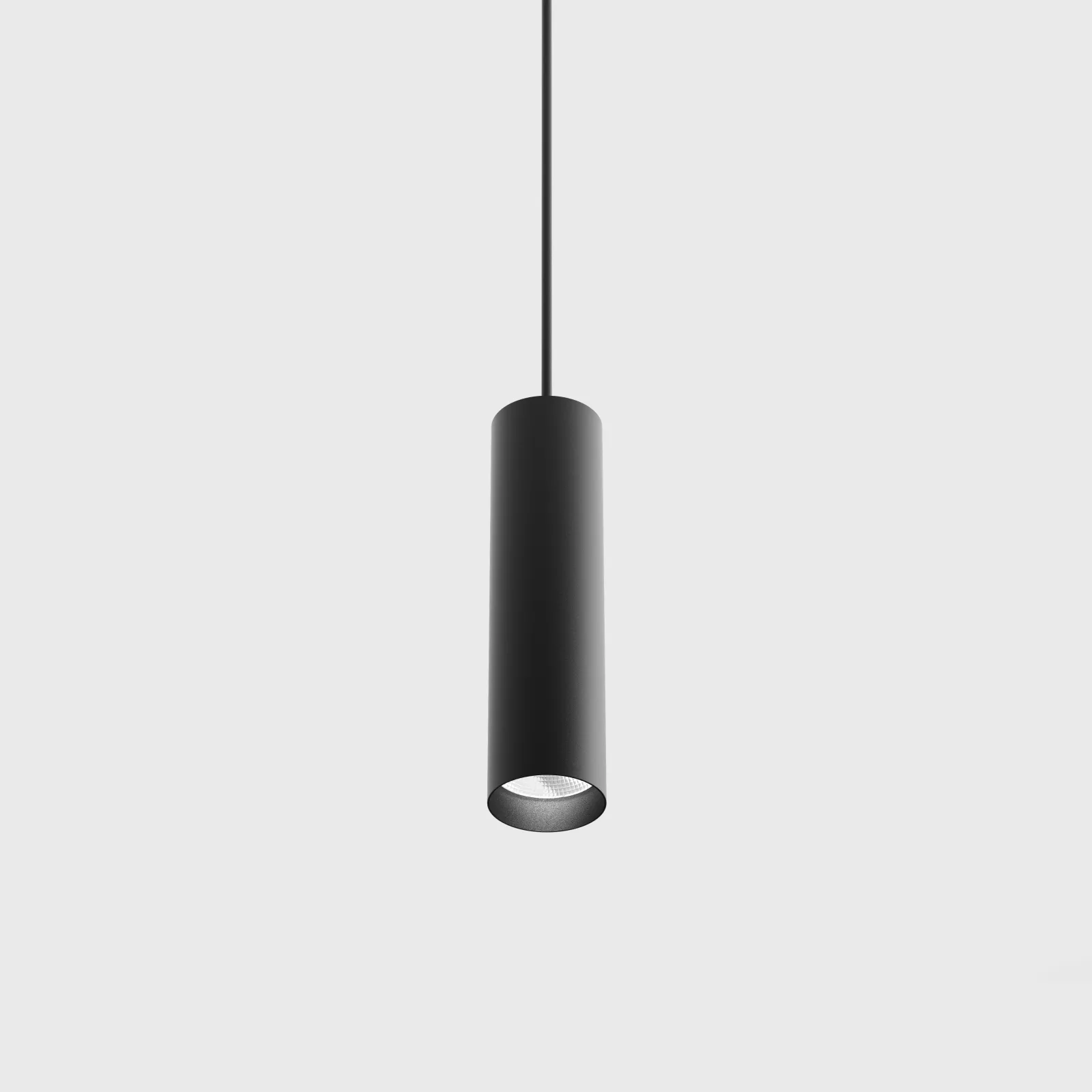 03.0521.19.940.BK_1 Pendant luminaire with surface-mounted base TUB M P 200, D52mm, H200mm, LED 10.8W, 1120Lm, 4000K, 50°, CRI>90, driver 500mA included, IP20, black color - imagine 1