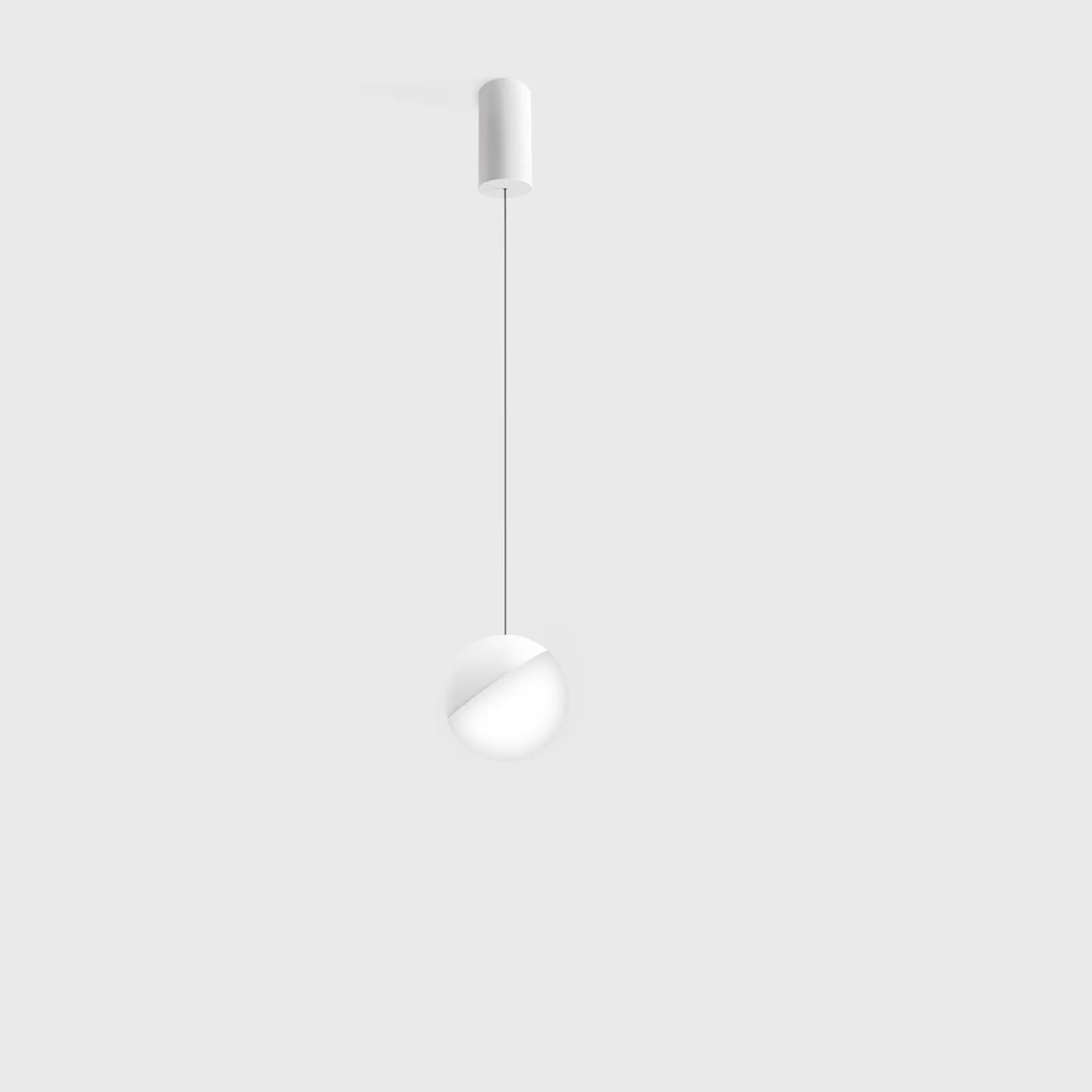 03.1000.7.930.WH_1 Pendant luminaire with surface-mounted base BALL M P, D100mm, H1500mm, CREE LED 7W, 700mA, 590Lm, 3000K, 230°, CRI>90, driver 700mA included, IP20, opal, white color - imagine 1