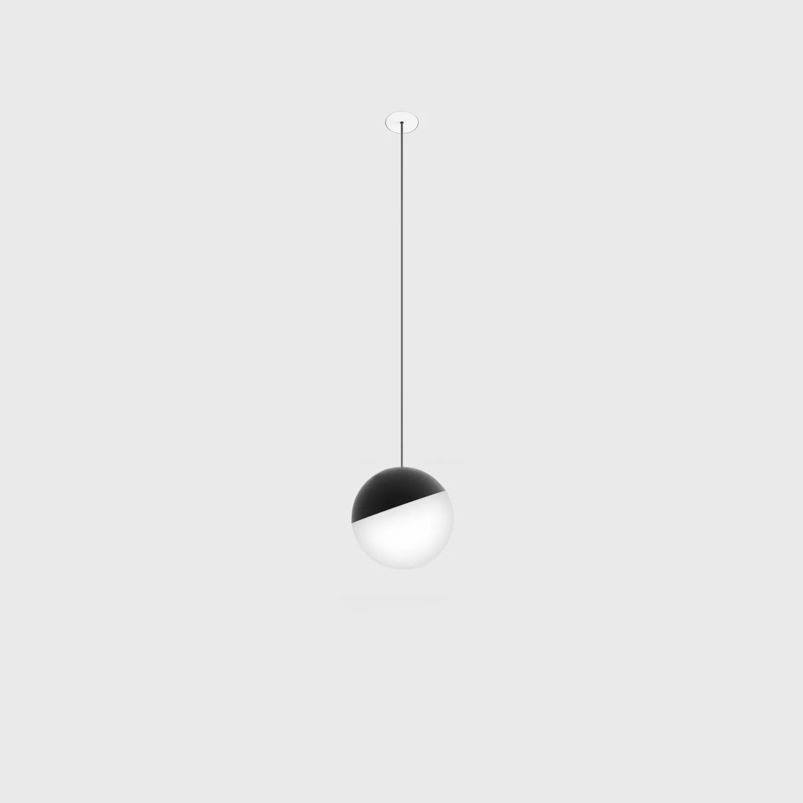 03.1001.7.930.BK_1 Pendant luminaire with recessed trimless base BALL M P NANO, D100mm, H1500mm, CREE LED 7W, 700mA, 590Lm, 3000K, 230°, CRI>90, driver 700mA included, IP20, opal, black color - imagine 1