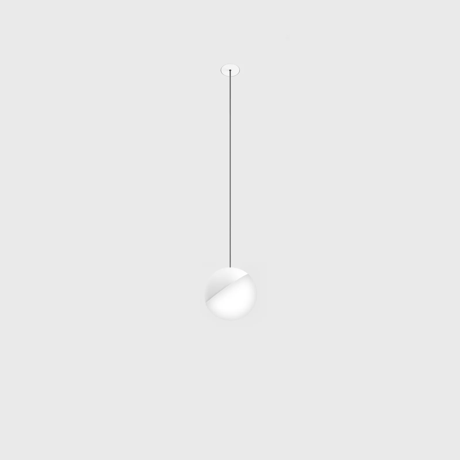 03.1001.7.930.WH_1 Pendant luminaire with recessed trimless base BALL M P NANO, D100mm, H1500mm, CREE LED 7W, 700mA, 590Lm, 3000K, 230°, CRI>90, driver 700mA included, IP20, opal, white color - imagine 1