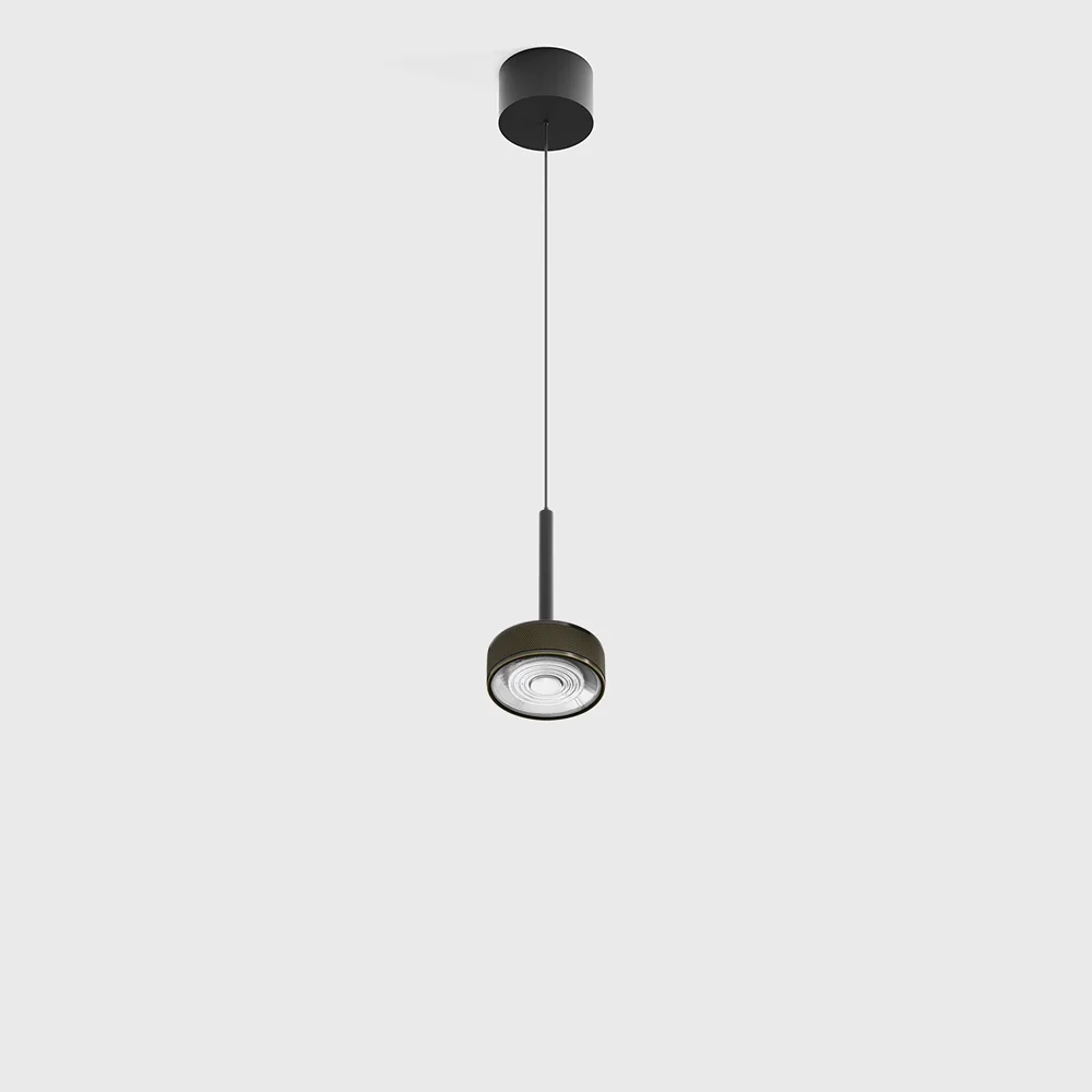 03.7530.7.940.BK_BZG_1 Pendant luminaire with surface-mounted base SOL MINI P, D75mm, H135mm, CREE LED 7W, 610Lm, 4000K, 24°, CRI>90, driver 700mA included, IP20, black/bronze color — изображение 1