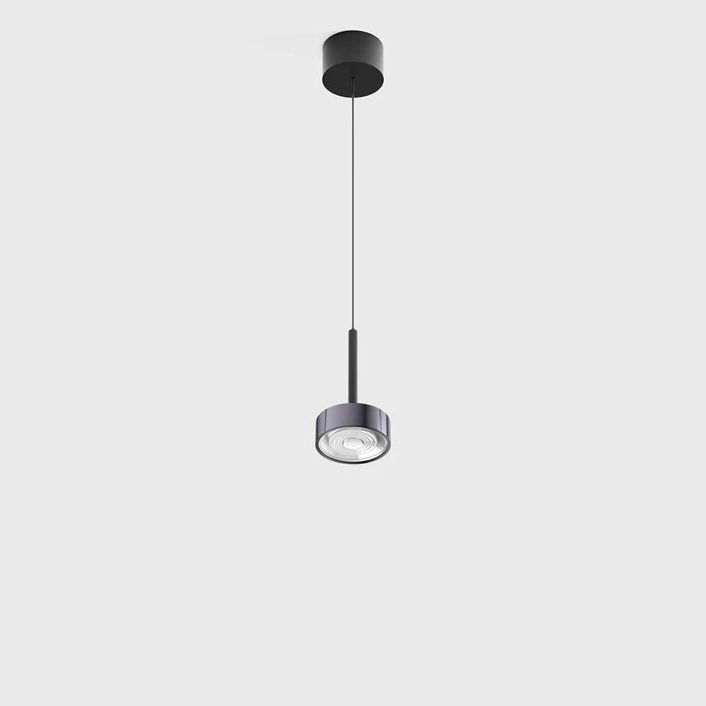 03.7530.7.940.BK_DB_1 Pendant luminaire with surface-mounted base SOL MINI P, D75mm, H135mm, CREE LED 7W, 610Lm, 4000K, 24°, CRI>90, driver 700mA included, IP20, black/diamond black color — изображение 1