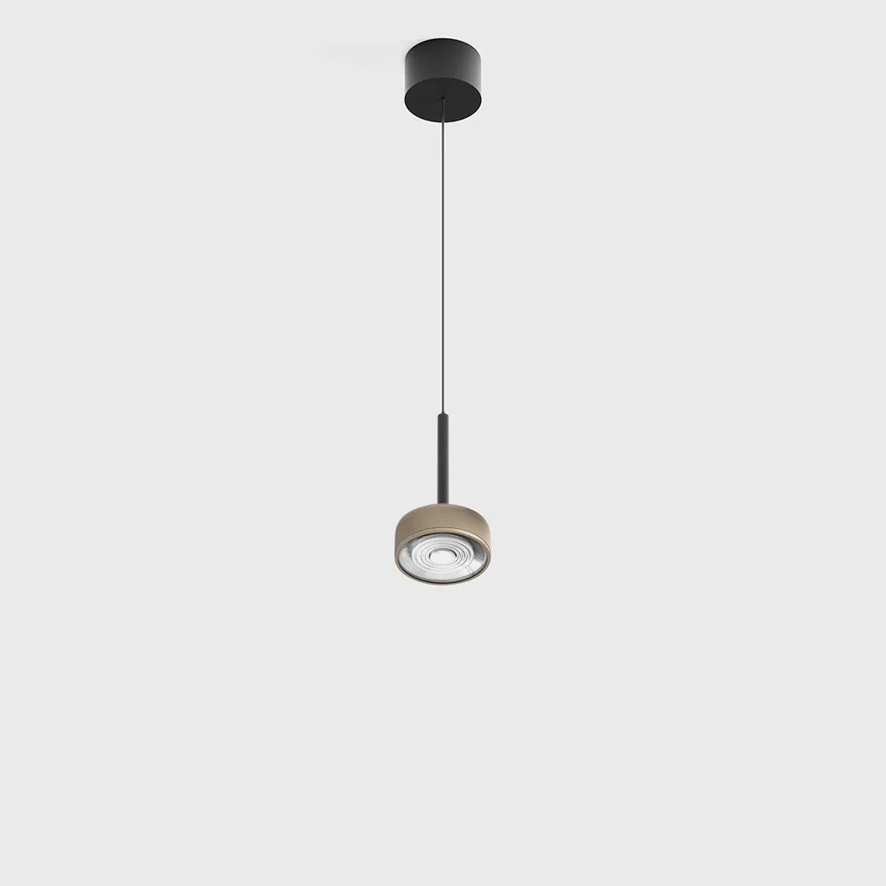 03.7530.7.940.BK_SBG_1 Pendant luminaire with surface-mounted base SOL MINI P, D75mm, H135mm, CREE LED 7W, 610Lm, 4000K, 24°, CRI>90, driver 700mA included, IP20, black/sahara beige color - imagine 1