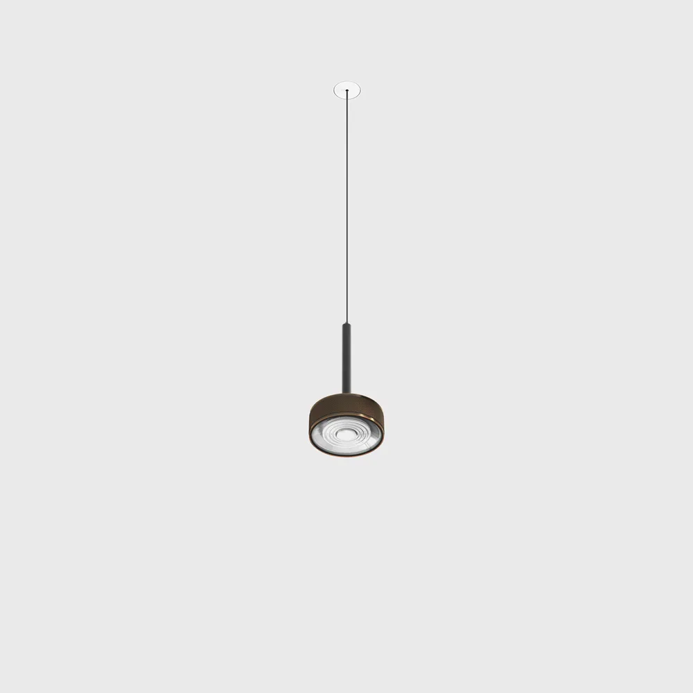 03.7531.7.930.BK_CPG_1 Pendant luminaire with recessed trimless base SOL MINI P NANO, D75mm, H135mm, CREE LED 7W, 610Lm, 3000K, 24°, CRI>90, driver 700mA included, IP20, black/copper color — изображение 1