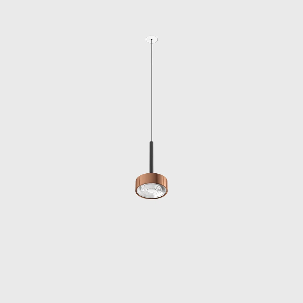 03.7531.7.930.BK_CP_1 Pendant luminaire with recessed trimless base SOL MINI P NANO, D75mm, H135mm, CREE LED 7W, 610Lm, 3000K, 24°, CRI>90, driver 700mA included, IP20, black/copper color — изображение 1